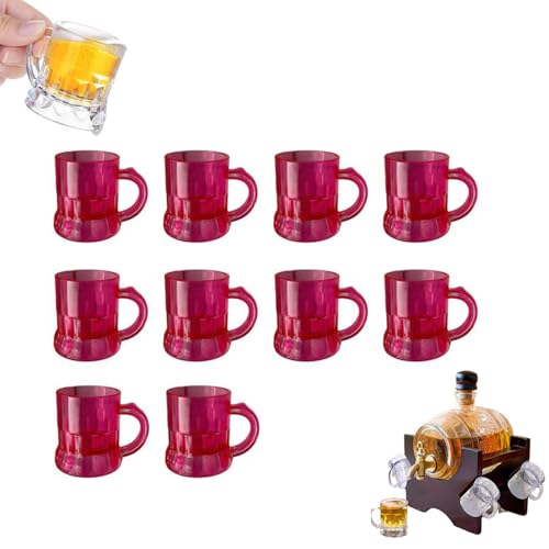 Mini boccali da birra in plastica, 28,3 g, bicchieri da birra in plastica trasparente, bicchieri da shot con manici, bicchieri da shot con manici, bicchieri da degustazione riutilizzabili per bere