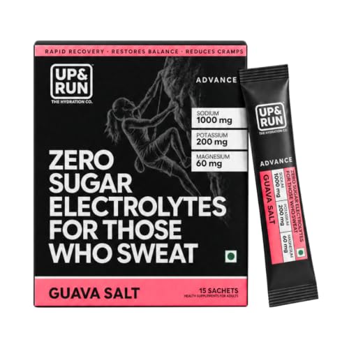 Image of UP&RUN Advance Guava Salt | Sugar Free Electrolyte for Adults | 15 Sachets