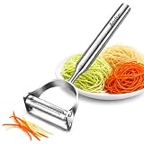 2-in-1 Julienne Vegetable Peeler, Stainless Steel Y Peeler with Dual Blades