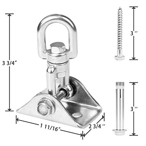 Image of Heavy Duty Swing Hangers for Wooden Sets 2000 LB Capacity Hammock Hanger 360 Swivel Stainless Steel Swing Hardware Accessories 2 Packs for Porch Playground Yoga Heavy Bag