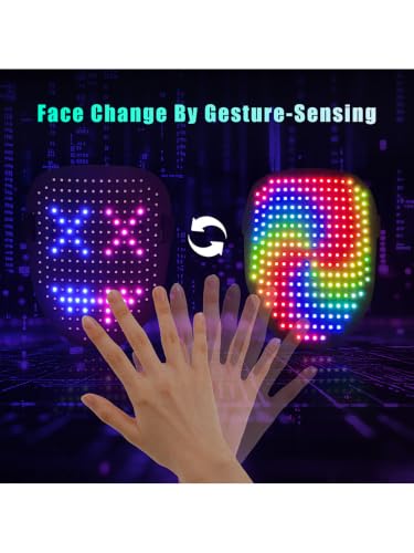 NHZOTUD LED Light Up Mask with Gesture Sensing, Toys Gifts| Face-transforming Halloween Costume Mask, 50 Patterns, Rechargeable,Gifts for Christmas Birthday Cosplay Party,Cool Toys For Kids Adults - image 2