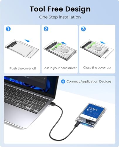 Image of Sound Tech 2.5 Inch SSD /HDD SATA Casing: Transparent Hard Disk Enclosure for Effortless USB 3.0 Connectivity, Featuring Screwless Tool-Free Installation /Plug and Play
