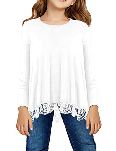 Image of Arshiner Girls Tunic Tops Casual Basic Loose Soft Swing Pullover Long Blouse T-Shirt Tee