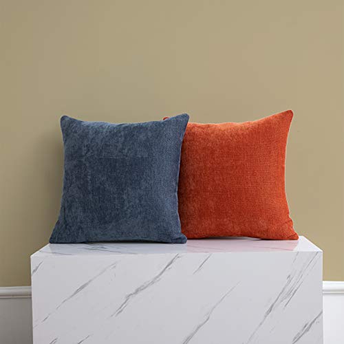 Anickal Blue Grey Pillow Covers 18X18 Inch Set Of 2 Solid Rustic Farmhouse Decorative Throw Pillow Covers Square Cushion Case thumb #5