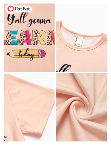 Image of PATPAT Girls Crewneck Short Sleeve Graphic Tees Animal Print Shirts Cute Summer Outfits 5-12 Years