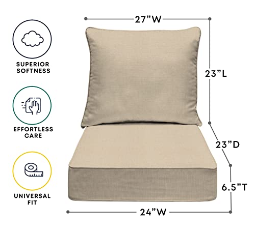 Honeycomb Outdoor Textured Solid Almond Deep Seating Patio Cushion Set: Resilient Foam Filling, Weather Resistant And Stylish Set, Seat: 24" W X 23" D X 6.5” T; Back: 27" W X 24” L #TOP1