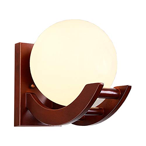 Preisvergleich Produktbild Wjvnbah Wandlichter LED-Massivholz-Wandleuchte, Klassische chinesische Glaskugel-Wandleuchte, Nacht Wohnzimmer Flur Schlafzimmer Arbeitszimmer Wand-Laterne