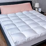 Mattress Topper Queen, Cooling Plush Bed Thick Pillow Top Pad, Hotel Quality Down Alternative for Queen Size with Deep Pocket, Soft Feather Toppers