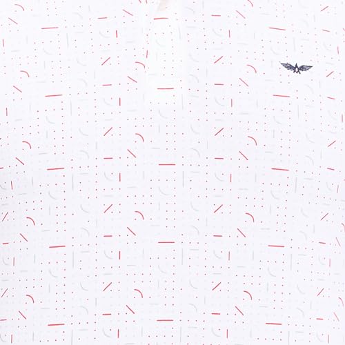 Image of Park Avenue Men's Slim Fit Print Pattern Cotton Polyester Blend Polo Neck Half Sleeve Casual T-Shirt