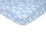Carter's Take Flight Airplane/Cloud/Star 100% Cotton Fitted Crib Sheet, Blue, Navy, White