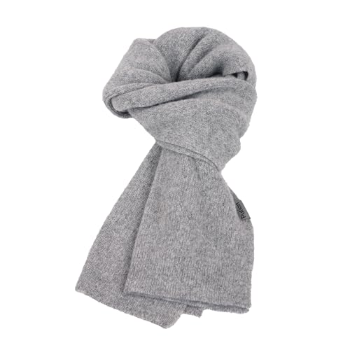 PuTian 100% Merino Wool Scarf for Men & Women Soft Warm Breathable Everyday Knitted Neck Wear for Fall Winter Cold Weather Thermal Neck Warmer Light Grey- Gift Box Packed
