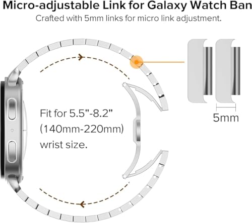 Image of Zitel No Gap Metal Band Compatible With Samsung Galaxy Watch 9 /8 (40 /44mm), Watch 8 Classic (46mm) Stainless Steel Metal Link Bracelet