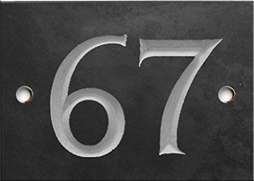 Engraved Slate House Number Sign - 1 to 99 (Select Your Number here) - Number 67 (Same Day Dispatch by 1st Class Post!!!)