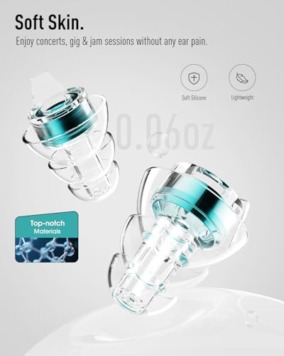 Image of High Fidelity Concert Ear Plugs-23dB Noise Reduction, Reusable Hearing Protection for Concerts, Festivals, Musicians,Sports, Tinnitus Relief & Noise Sensitivity (Green)