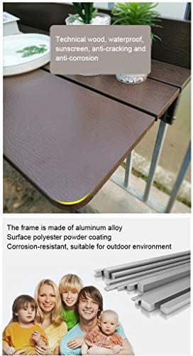Outdoor Folding Table for Balcony Railing, Space-Saving Computer Desk & Home Bar Counter, Stylish Lifting Garden & Patio Dining Table, 1.5cm Imitation Wood Finish