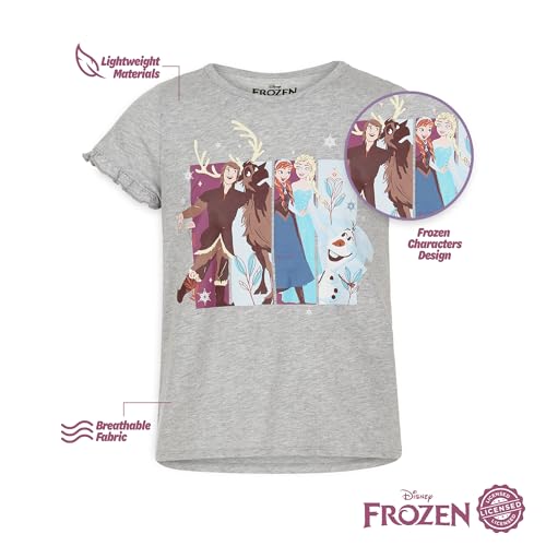 DISNEY Girls' T-Shirts Frozen Princess 4 Pack Short Sleeve Graphic Tee (Size: 6) Purple2