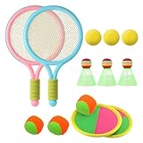バドミントン テニス おもちゃ 子供 親子 室内 室外スポーツ 運動 レジャー 大人も楽しめる (ピンク&ブルー)