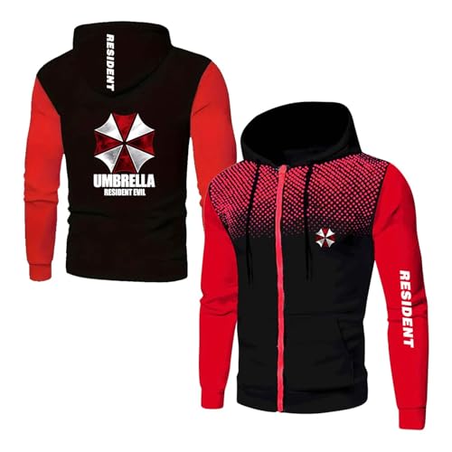 NXTBHDCW Sudadera con Capucha Estampada para Hombre Ropa Deportiva Cómoda para R.es.i.d.en.t Abrigo De Color En Contraste Sudadera con Cremallera para Primavera-HongS||XXL