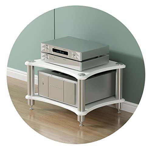 SXYKXYDL Étagère TV AV à 2 Niveaux, Meuble TV Blanc avec Rangement pour amplificateur et équipement Audio/vidéo, Dimensions : 60 נ48 נ40 cm
