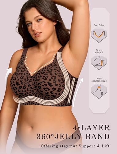 Image of OEAK Womens Wireless Jelly Bras Plus Size Support Push Up Comfortable Bra
