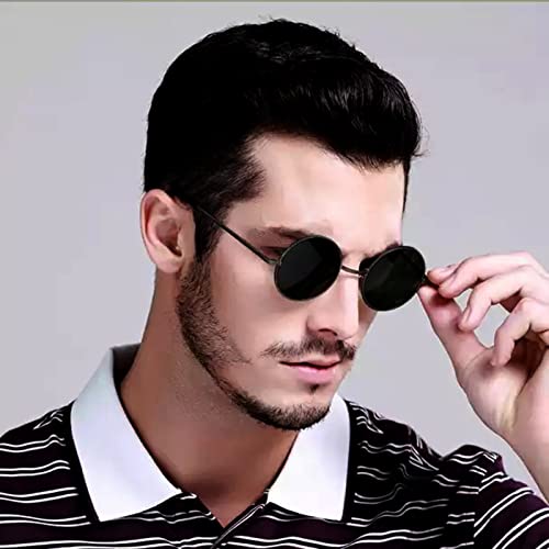 Image of Red Lens Circle Glasses Small Round Polarized Sunglasses for Women Men Retro Hippie Style Circle Sun Glasses