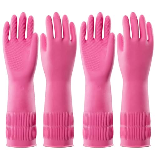 DINESA 2 pares de guantes de goma para lavar platos, guantes de cocina impermeables reutilizables, antideslizantes, M, fáciles de usar