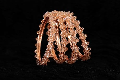 Image of NMII Stylish Pearls Beads Bangles Set For Women & Girls | Women's Bangles Bracelet | Metal Bangles Kada Set For Wedding, Party, Festival, Daily | Women's Fashion Jewellery- Set of 4