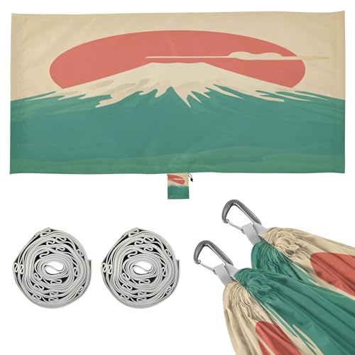 Takiito Minimalist Vintage Mount Hammock 330 lb Capacity Travel Camping Hammock with Tree Straps, Portable Lightweight for Outdoor Beach Backpacking Backyard Patio