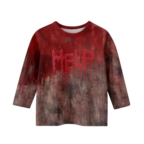Halloween Shirts for Boys Bloody 3/4 Sleeve Fall Loose Shirts Funny It's Not My Blood Crew Neck Top 3/4 Sleeve Outfit3