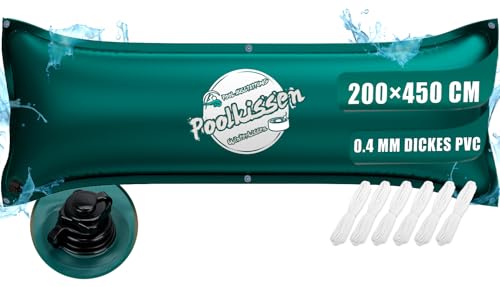 Gartstary Poolkissen Winter Rechteckig 200x450 cm XXL (für 320-750x550-860cm Pools)-Pool Kissen mit Doppelnaht zur Poolabdeckung-Luftkissen Pool für den Winter mit Boston Dual-Inflation Ventil(Grüner)