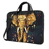 BYPPJGH Bolsa de hombro abstracta con diseño de elefante para hombre y mujer, bolsa de mensajero con asa de correa, bolsa impermeable para laptop, Black, 14 inch