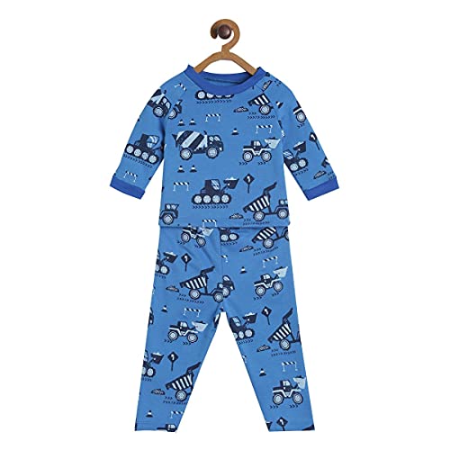 Image of miniklub Boys Blue & Black Printed Pure Cotton Tracksuit