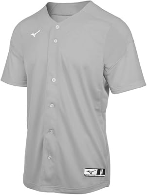 Mizuno Aerolite Full Button Baseball Jersey, Grey, Small