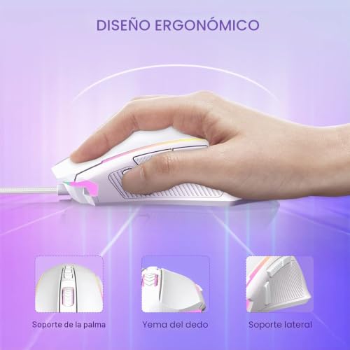 Ratón para juegos de PC con 8000 dpi ajustable y botones macro programables 7