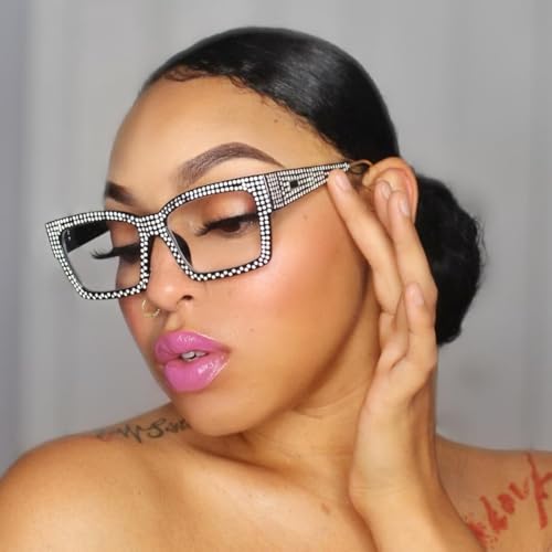 Image of VOOGLAM Glasses Waylon Rhinestone Frame Non-Prescription Eyeglasses