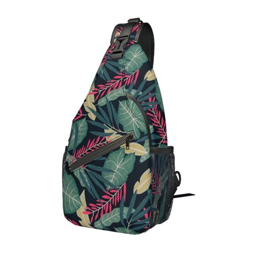 Crossbody Sling Leaves Pattern Backpack Chest Bag Waterproof Daypack Fanny Pack Cross Body Bag for Women Men Travel Shopping Leisure Sport2