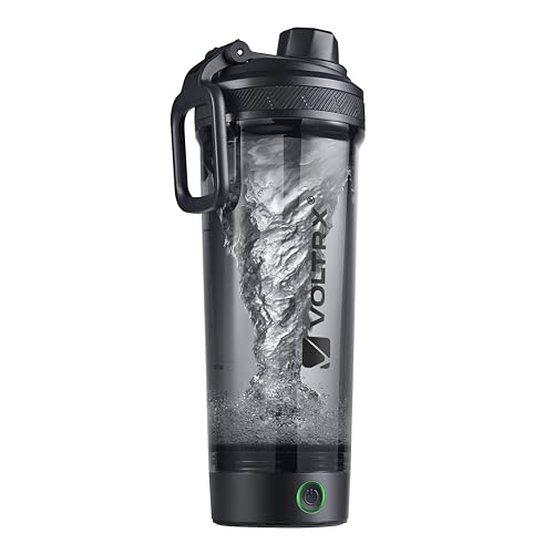 Image of VOLTRX Shaker Bottle, Gallium USB C Rechargeable Electric Protein Shake Mixer, Shaker Cups for Protein Shakes and Meal Replacement Shakes, BPA Free, Made with Tritan, Obsidian Black, 27oz