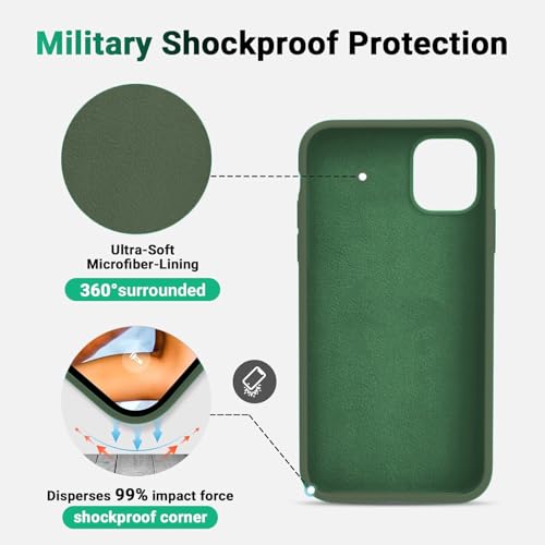 Image of DIZORO Microfiber Candy Case Compatible for iPhone 11 Pro Max 6.5 inch, Shockproof Slim Back Cover Liquid Silicone Case - Pine Green