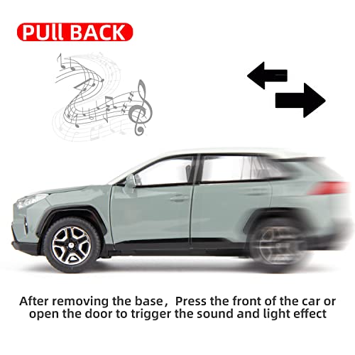 Modelo de auto WAKAKAC 1:32 RAV4 de metal con luz y sonido miniatura 3