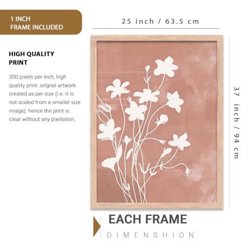 Image of kotart Botanical Art Home Decoration Painting | Floral Paintings With Frame For Living Room Bed Room Hotel Wall Decor Digital Reprint Set of 3 (35x37 Inch)