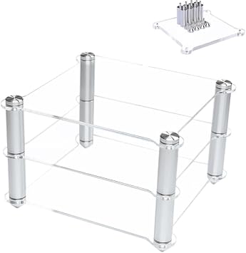 Clear Acrylic Mini HiFi Rack - Dual Layer AV Media Stand Audio Rack Tower for Desktop CD Player, Game Consoles and Streaming Devices