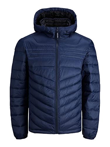JACK&JONES PLUS JJEHERO Puffer Hood PS SN Jacket, Navy Blazer/Detail:Print, 5XL Homme Cover