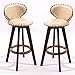 Zestaw 2 krzeseł barowych blat śniadaniowy, krzesła kuchenne, brązowe drewniane nogi, stołki barowe wysokie taborety z oparciami i podnóżkami (kolor: beżowy)
