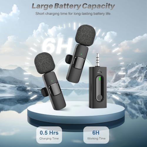 Image of DDLC K-35 Wireless Collar Mic Dual - 3.5mm Aux Jack Lavalier Microphone (2 Mics, 1 Receiver) for DSLR Cameras | YouTube | Interviews | BT Speakers | Omnidirectional Plug & Play Mic - Black Mic