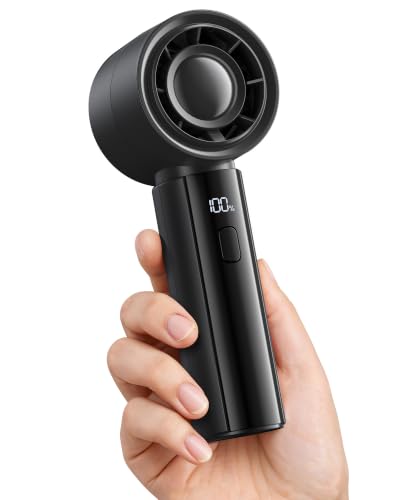 Image of gaiatop Powerful Handheld Fan Rechargeable, High Speed 100-Level Turbo Fan | Portable Small Hand Fan, Up to 11 Hrs, with LED Display, Summer Outdoor Travel Essentials, Dad Gifts for Men Women, Black