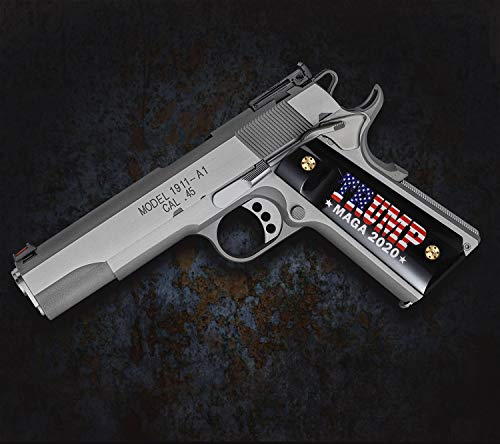 Cool Hand 1911 Grips with 2020 Trump, Full Size (Government/Commander), Screws Included, Ambi Safety Cut, Black High Polished Acrylic - Thumbnail 4