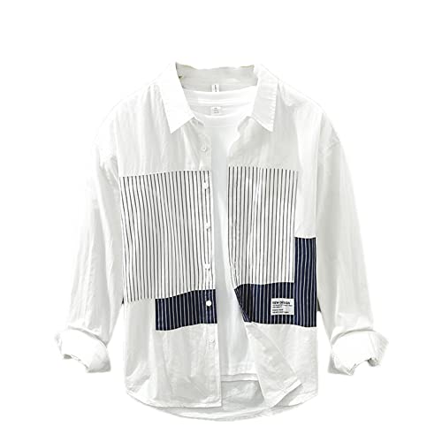 Chemise à manches longues rayées homme Vsadsau 2128 Blanc L