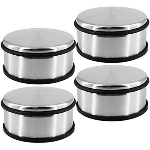 Solid Stainless Steel Door Stop 11.2 x 5.5 cm - 1.1 kg - Door Stop for Heavy Doors - Non-Slip - Door Stopper without Drilling with Rubber Ring (Pack of 1) Cover
