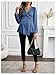 MakeMeChic Women's Maternity Blouse Twisted V Neck Lantern Sleeve Elegant Pregnancy Peplum Tops Blue Medium