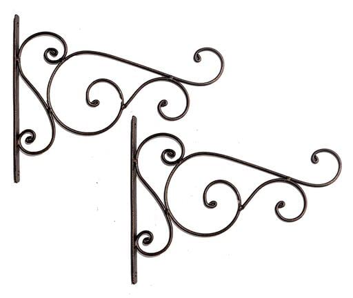 VANIYA CRAFTS Metal Plant Hanger Wall Hanging Plant Hook for Bird Feeders Planters Lanterns Wind Chimes Hanging Baskets String Lights Indoor Outdoor Balcony (Golden Antique) (Large Set of 2)